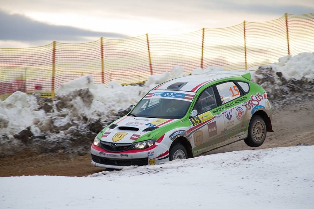 Bildes no Eiropas rallija čempionāta otrā posma - rallija "Liepāja-Ventspils" - pēdējā ātrumposma "Ventspils kalns".
