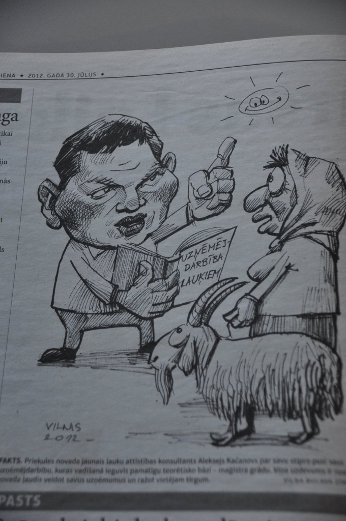 LLKC Liepājas biroja vadītājs Aleksejs Kačanovs zem karikatūrista spalvas nonāca, vēl būdams Priekules novada uzņēmējdarbības konsultants.  
